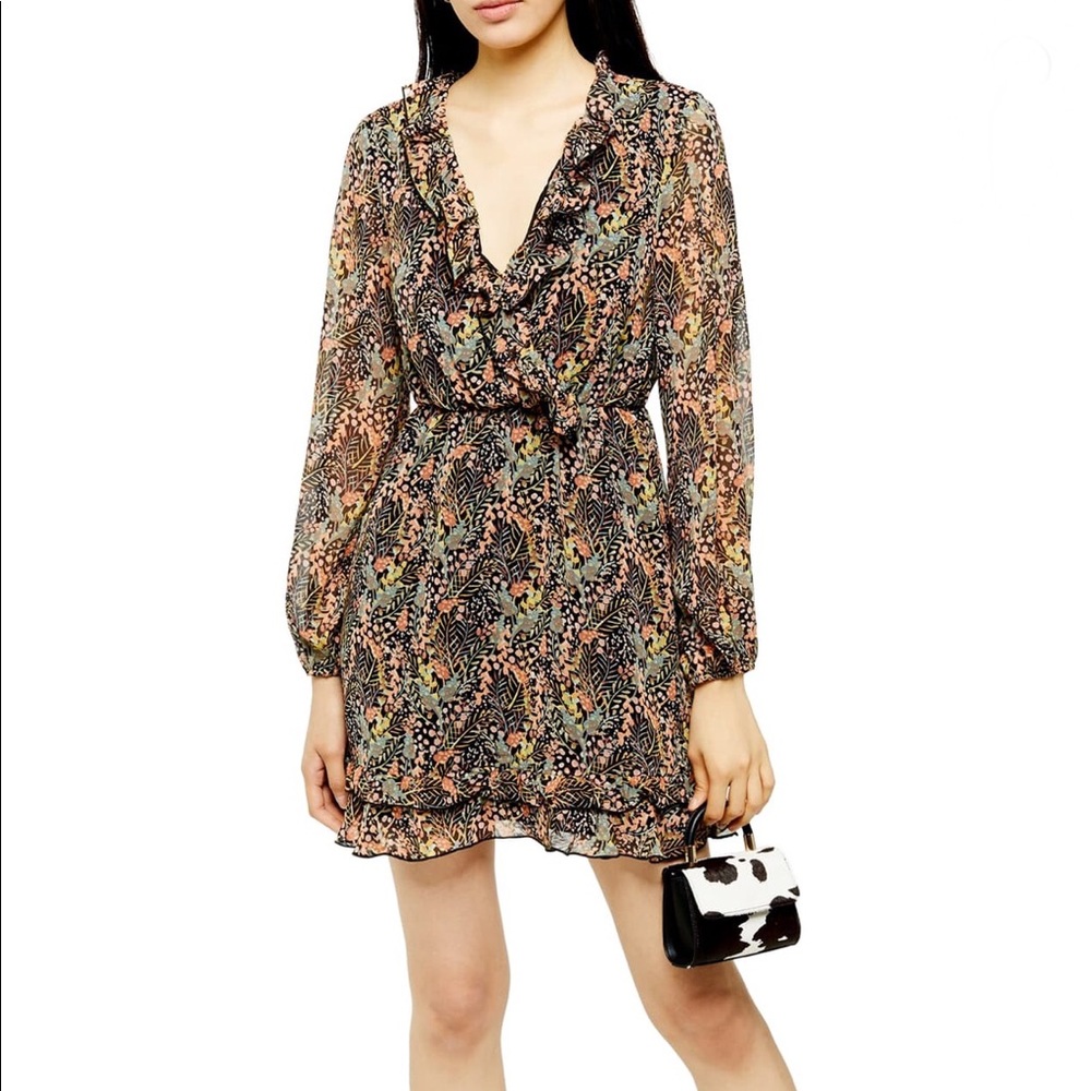 TOPSHOP Ruffle Forest Minidress